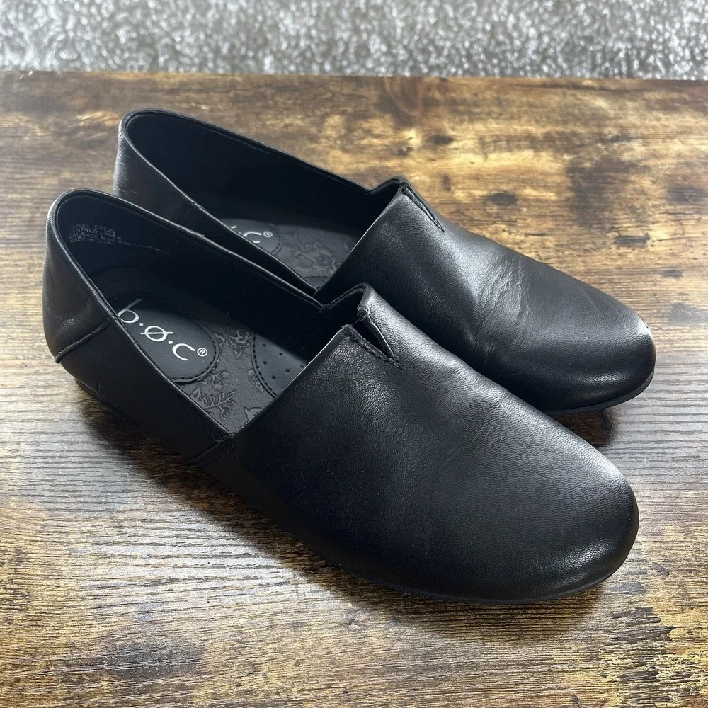 BOC Born Concepts Suree Loafers Black Leather Womens Size 7.5M Comfort Shoes